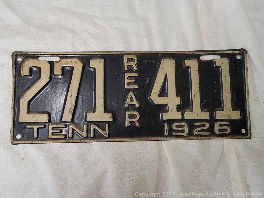 1926 Tennessee License Plate Auction | Heritage Auction & Real Estate